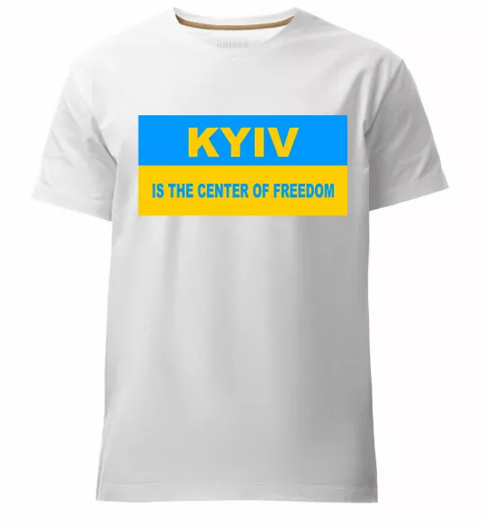 Мужская премиум футболка Kyiv center of freedom Белый фото