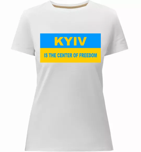 Жіноча преміум футболка Kyiv center of freedom Білий фото