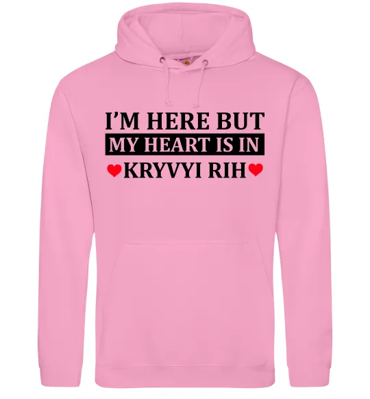 Мужская толстовка (худи) My heart in Kryvyi Rih Розовый фото