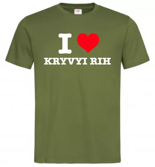 Мужская футболка I love Kryvyi Rih Оливковый фото