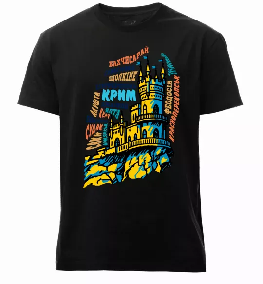 Чоловіча преміум футболка Крим міста Чорний фото