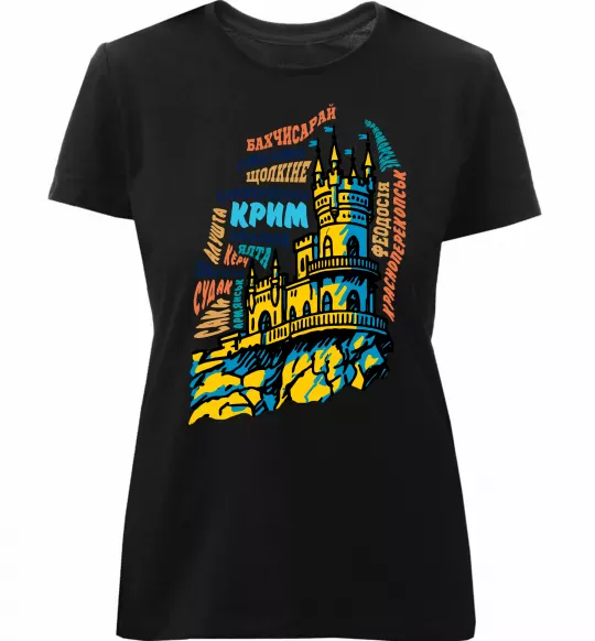 Жіноча преміум футболка Крим міста Чорний фото