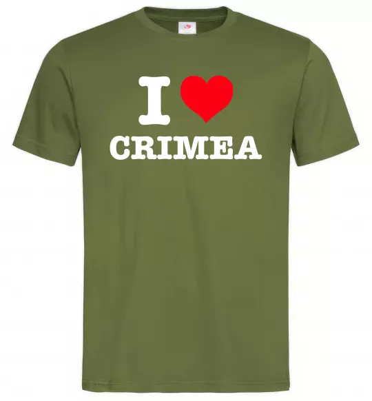Чоловіча футболка I love Crimea Оливковий фото