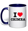 Чашка з кольоровою ручкою I love Crimea Глибокий темно-синій фото