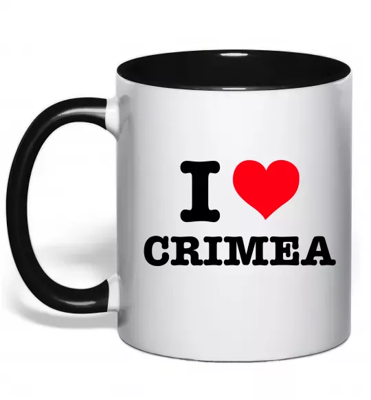 Чашка з кольоровою ручкою I love Crimea Чорний фото