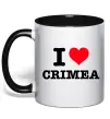 Чашка з кольоровою ручкою I love Crimea Чорний фото