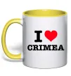 Чашка з кольоровою ручкою I love Crimea Лимонний фото