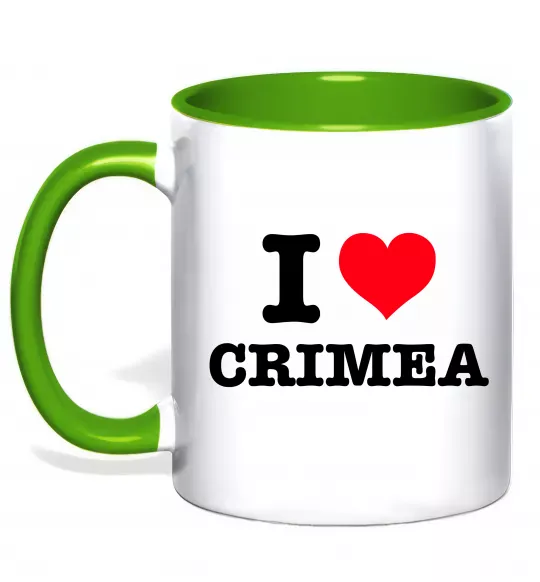 Чашка з кольоровою ручкою I love Crimea Зелений фото