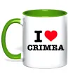 Чашка з кольоровою ручкою I love Crimea Зелений фото