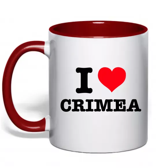 Чашка з кольоровою ручкою I love Crimea Червоний фото