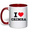 Чашка з кольоровою ручкою I love Crimea Червоний фото