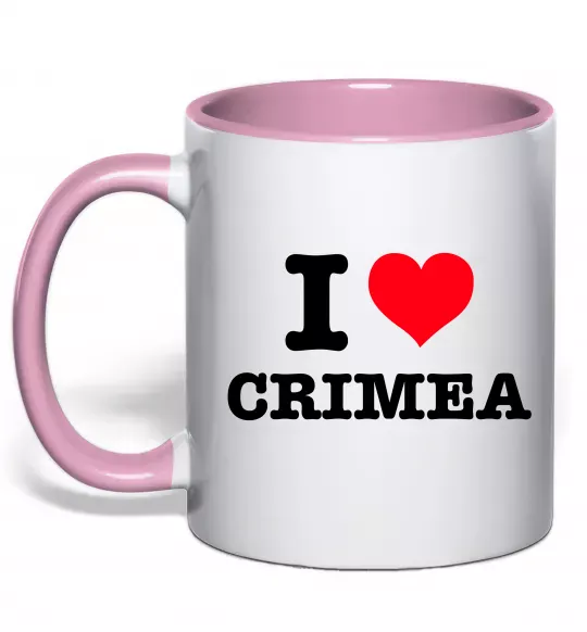 Чашка з кольоровою ручкою I love Crimea Ніжно рожевий фото