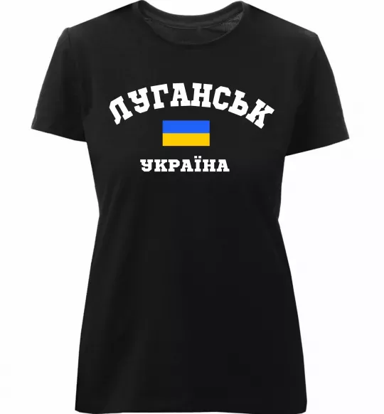 Женская премиум футболка Луганськ Україна Черный фото