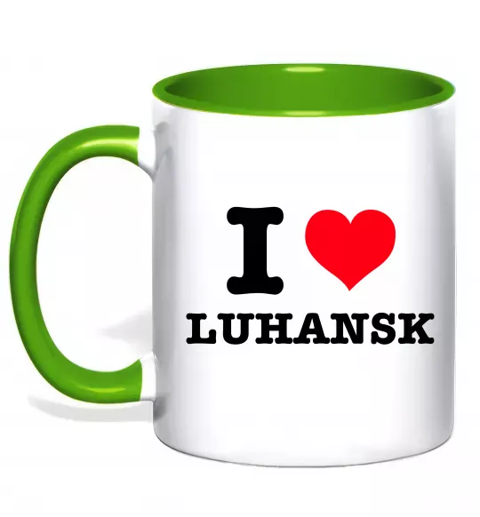 Чашка с цветной ручкой I love Luhansk Зеленый фото