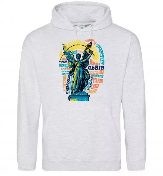 Жіноча толстовка (худі) Львів райони Сірий меланж фото