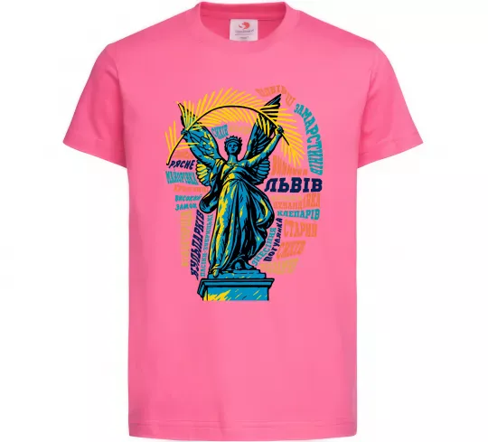 Дитяча футболка Львів райони Яскраво-рожевий фото
