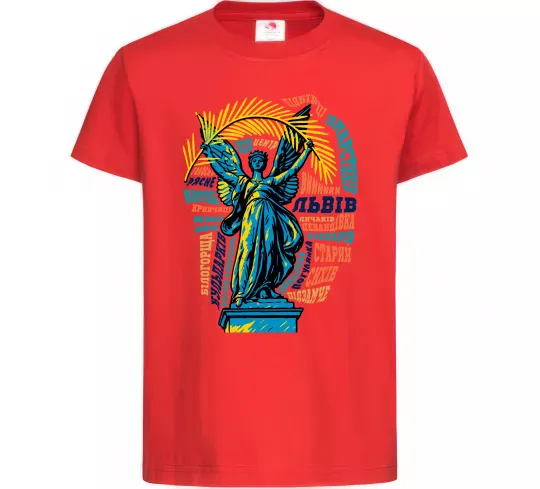 Дитяча футболка Львів райони Червоний фото
