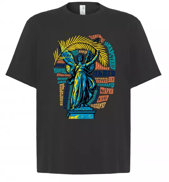 Футболка Оверсайз Львів райони Чорний фото