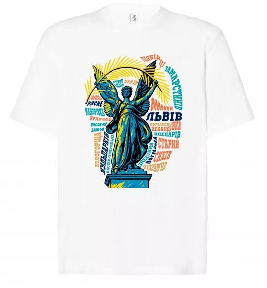 Футболка Оверсайз Львів райони Білий фото