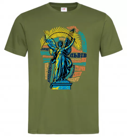 Чоловіча футболка Львів райони Оливковий фото