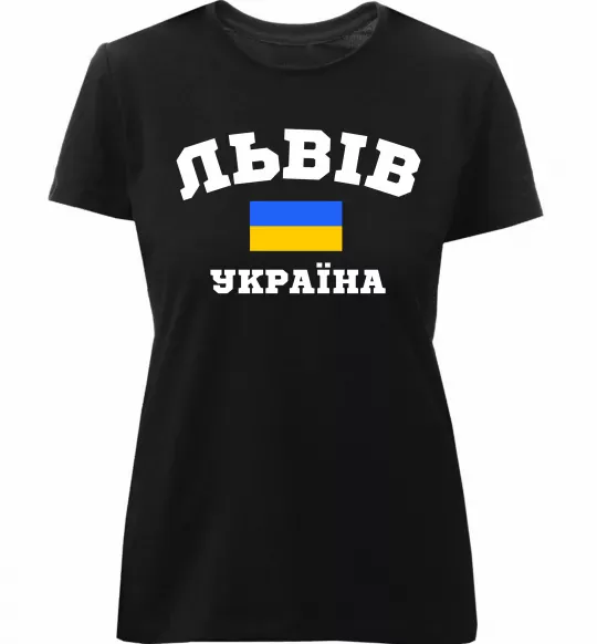 Женская премиум футболка Львів Україна Черный фото