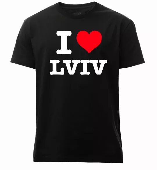 Чоловіча преміум футболка I love Lviv Чорний фото