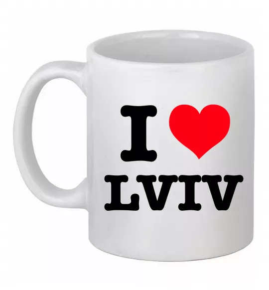 Чашка керамічна I love Lviv Білий фото