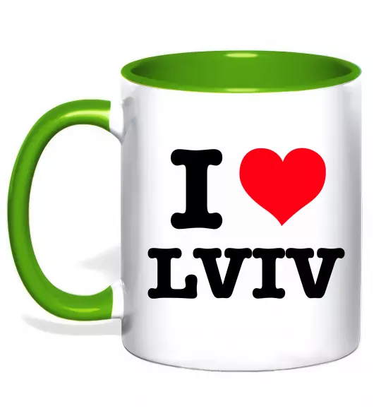 Чашка з кольоровою ручкою I love Lviv Зелений фото