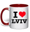 Чашка з кольоровою ручкою I love Lviv Червоний фото