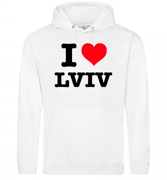 Чоловіча толстовка (худі) I love Lviv Білий фото