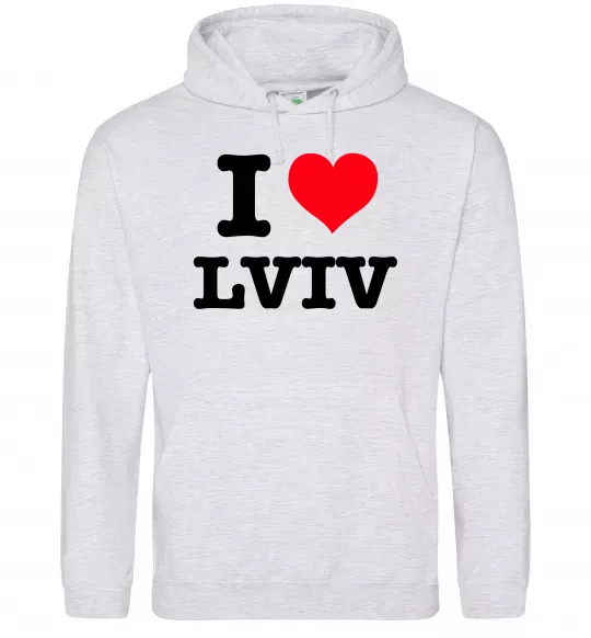 Жіноча толстовка (худі) I love Lviv Сірий меланж фото
