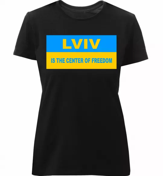 Жіноча преміум футболка Lviv center of freedom Чорний фото