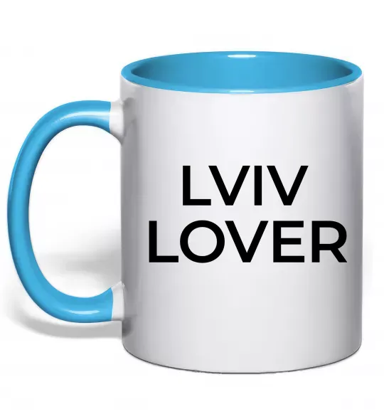 Чашка з кольоровою ручкою Lviv lover Блакитний фото