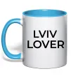 Чашка з кольоровою ручкою Lviv lover Блакитний фото
