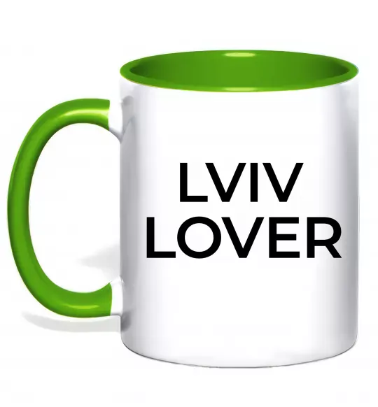Чашка з кольоровою ручкою Lviv lover Зелений фото