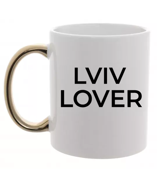 Чашка з кольоровою ручкою Lviv lover Золото фото