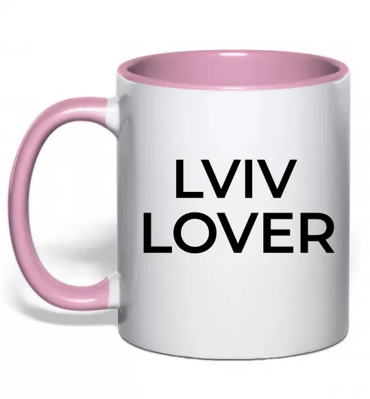 Чашка з кольоровою ручкою Lviv lover Ніжно рожевий фото