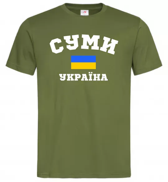 Мужская футболка Суми Україна Оливковый фото