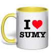 Чашка з кольоровою ручкою I love Sumy Лимонний фото