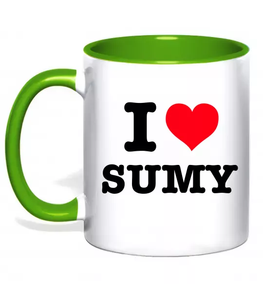 Чашка з кольоровою ручкою I love Sumy Зелений фото