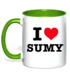 Чашка з кольоровою ручкою I love Sumy Зелений фото