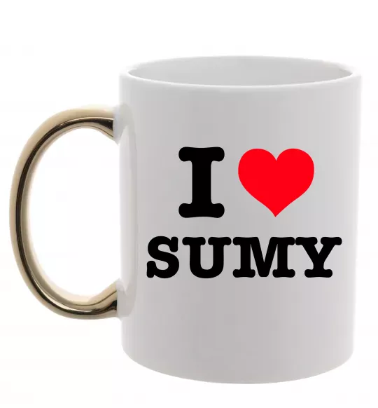 Чашка з кольоровою ручкою I love Sumy Золото фото