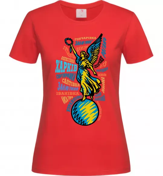 Жіноча футболка Харків райони Червоний фото