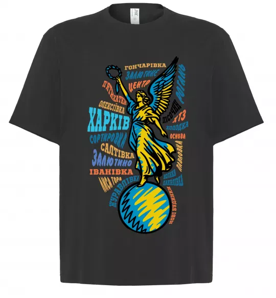 Футболка Оверсайз Харків райони Чорний фото