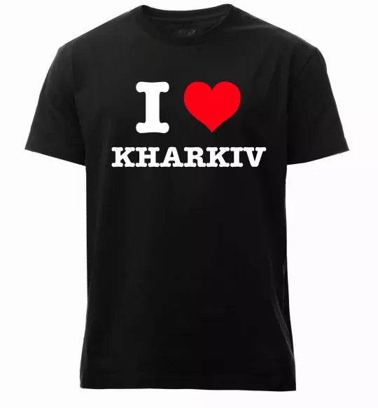 Чоловіча преміум футболка I love Kharkiv Чорний фото