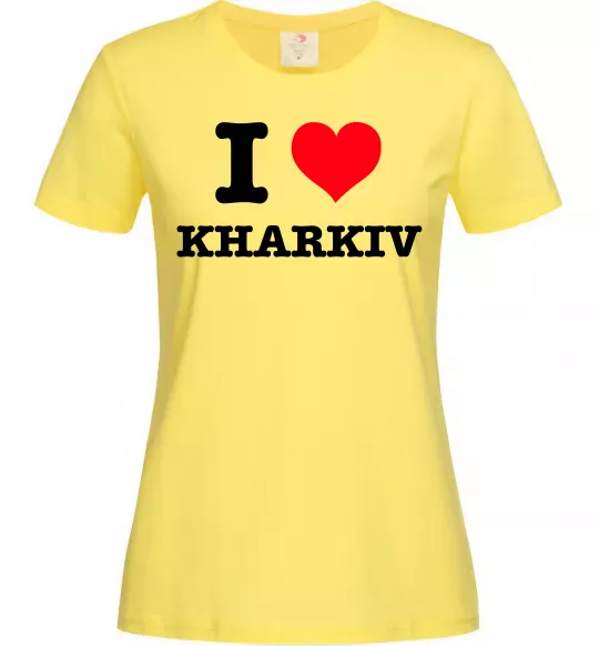 Жіноча футболка I love Kharkiv Лимонний фото