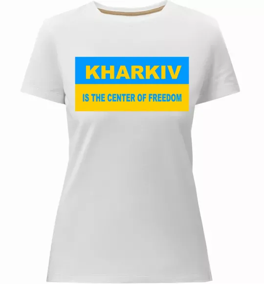 Жіноча преміум футболка Kharkiv center of freedom Білий фото