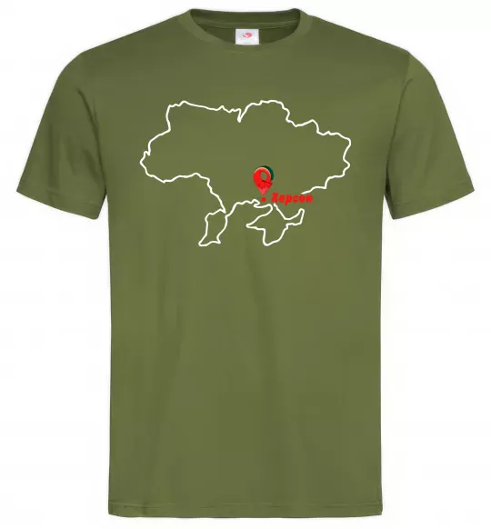 Чоловіча футболка Херсон карта Оливковий фото