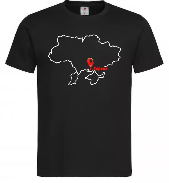 Чоловіча футболка Херсон карта Чорний фото