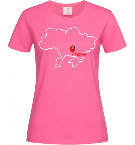 Женская футболка Херсон карта Ярко-розовый фото